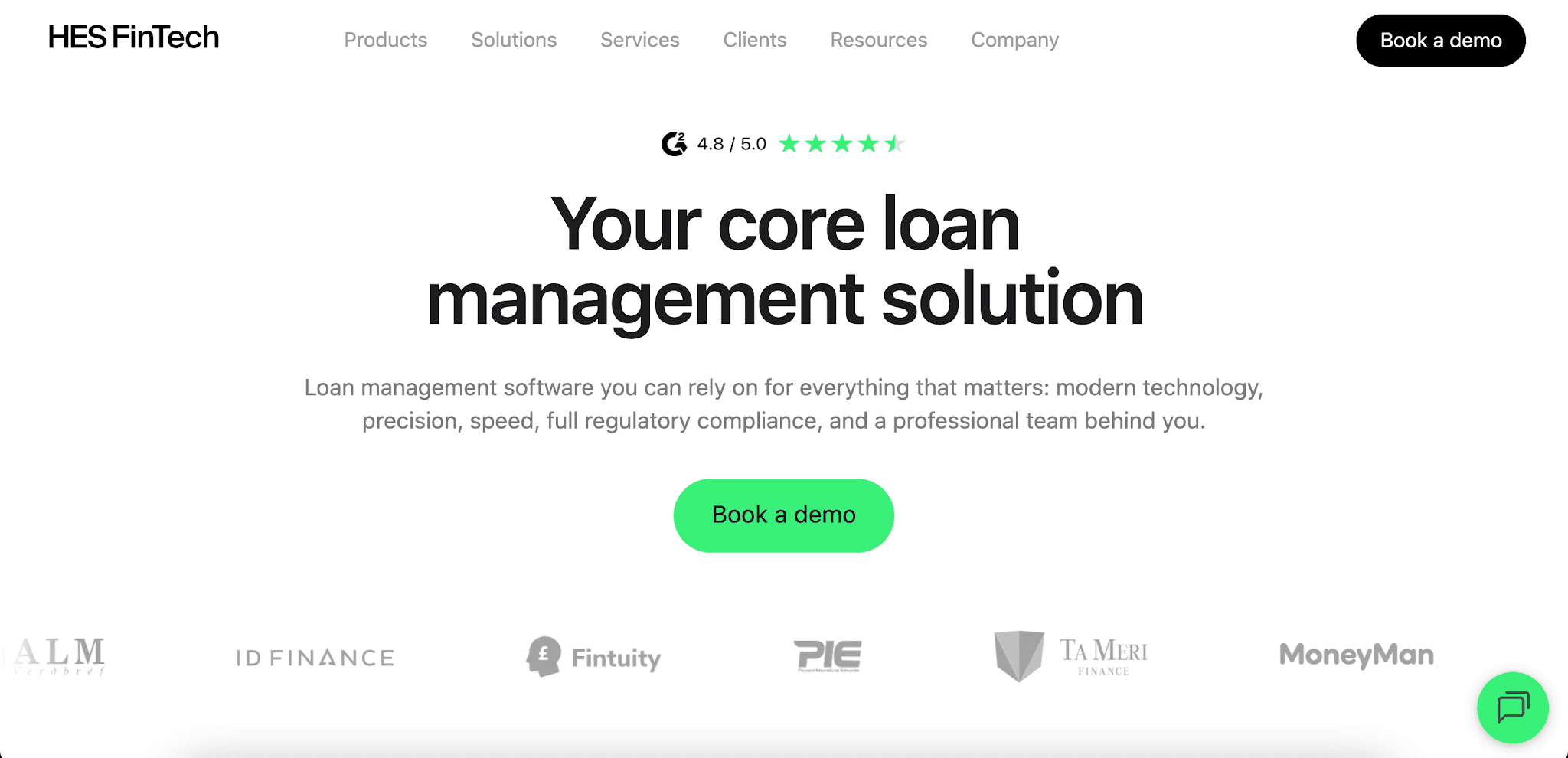 HES FinTech website homepage