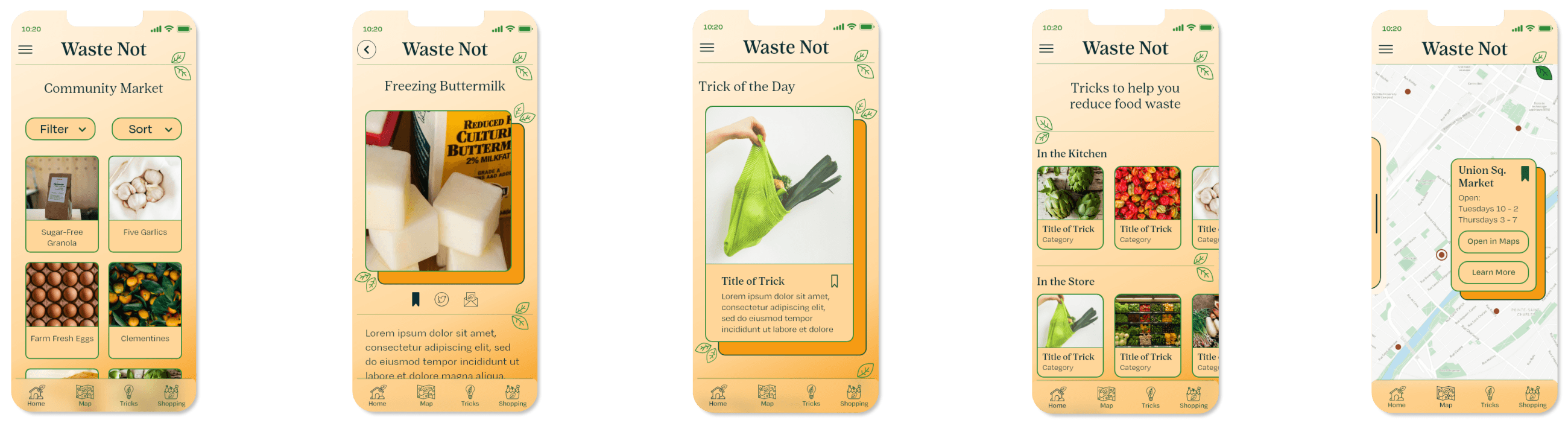 flat screen captures of high-fidelity mobile app
