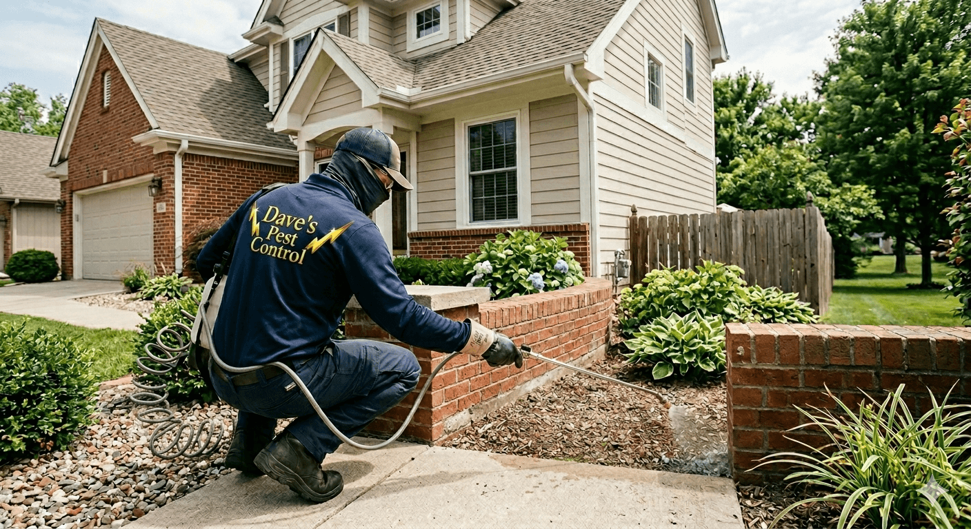 Professional pest control treatment being applied to a residential lawn in Sylacauga