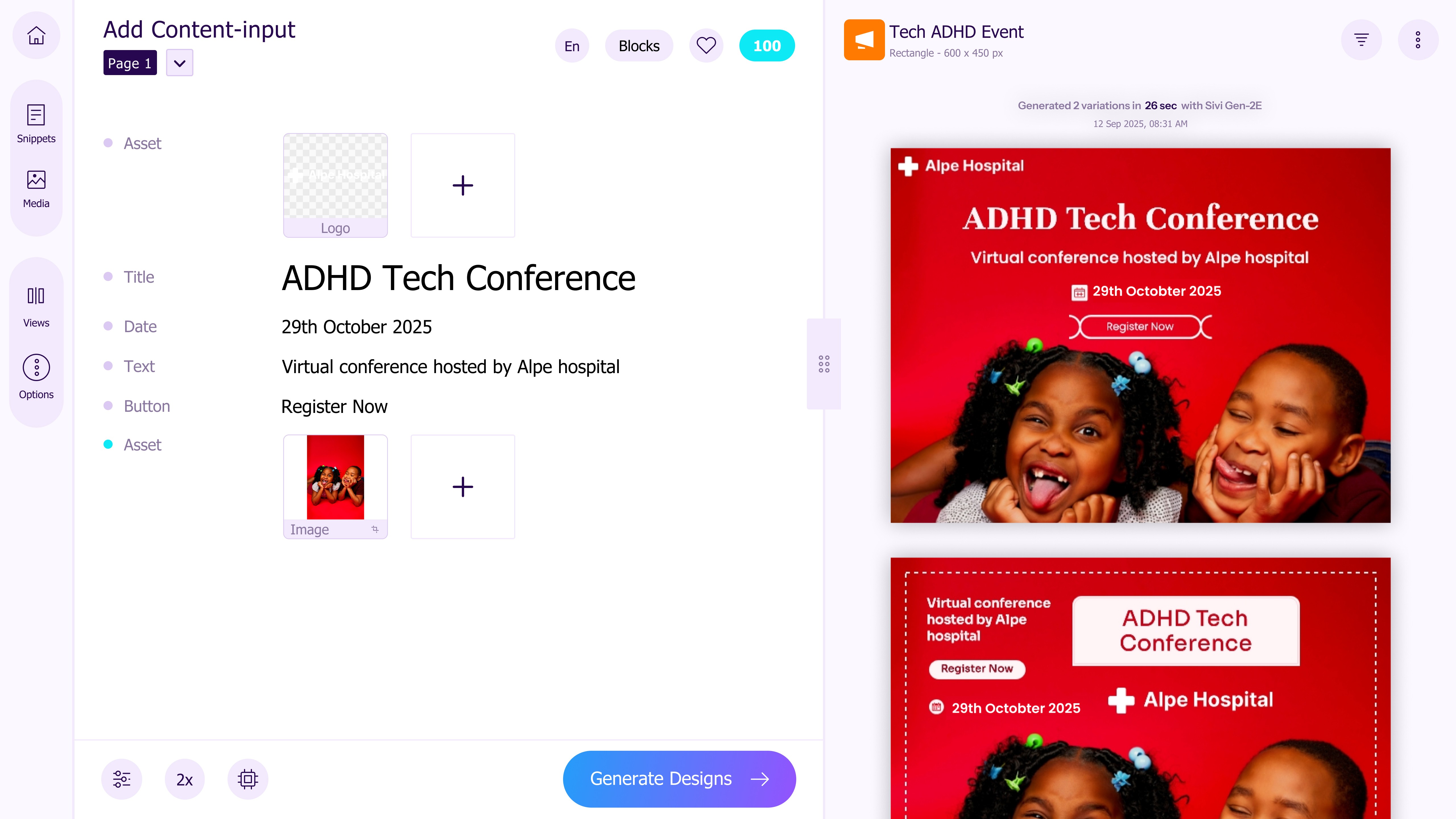 Sivi: Generate design with your own content