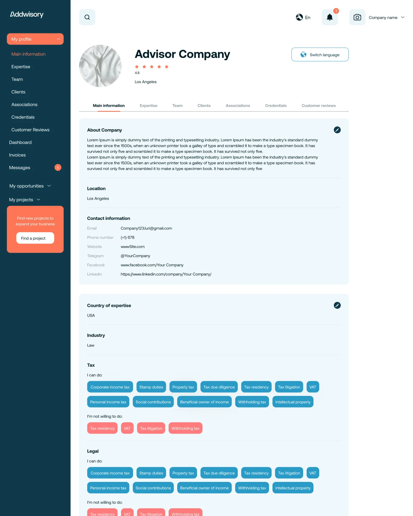Addwisory advisor company profile with expertise and contact information