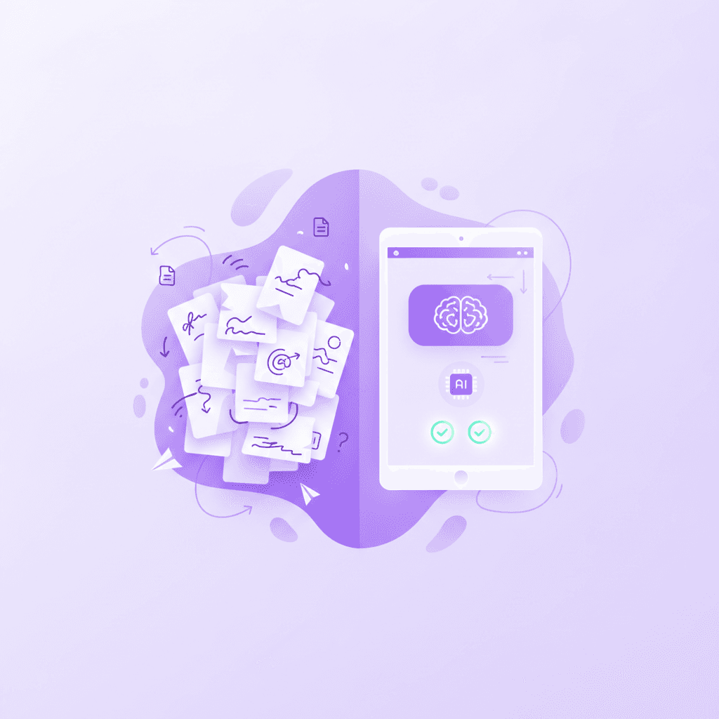Comparison of manual paper notes versus a digital flash card builder interface