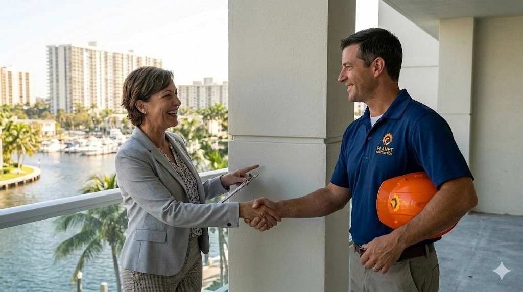 Concrete restoration completed handover Fort Lauderdale satisfied client Planet Construction Step 4