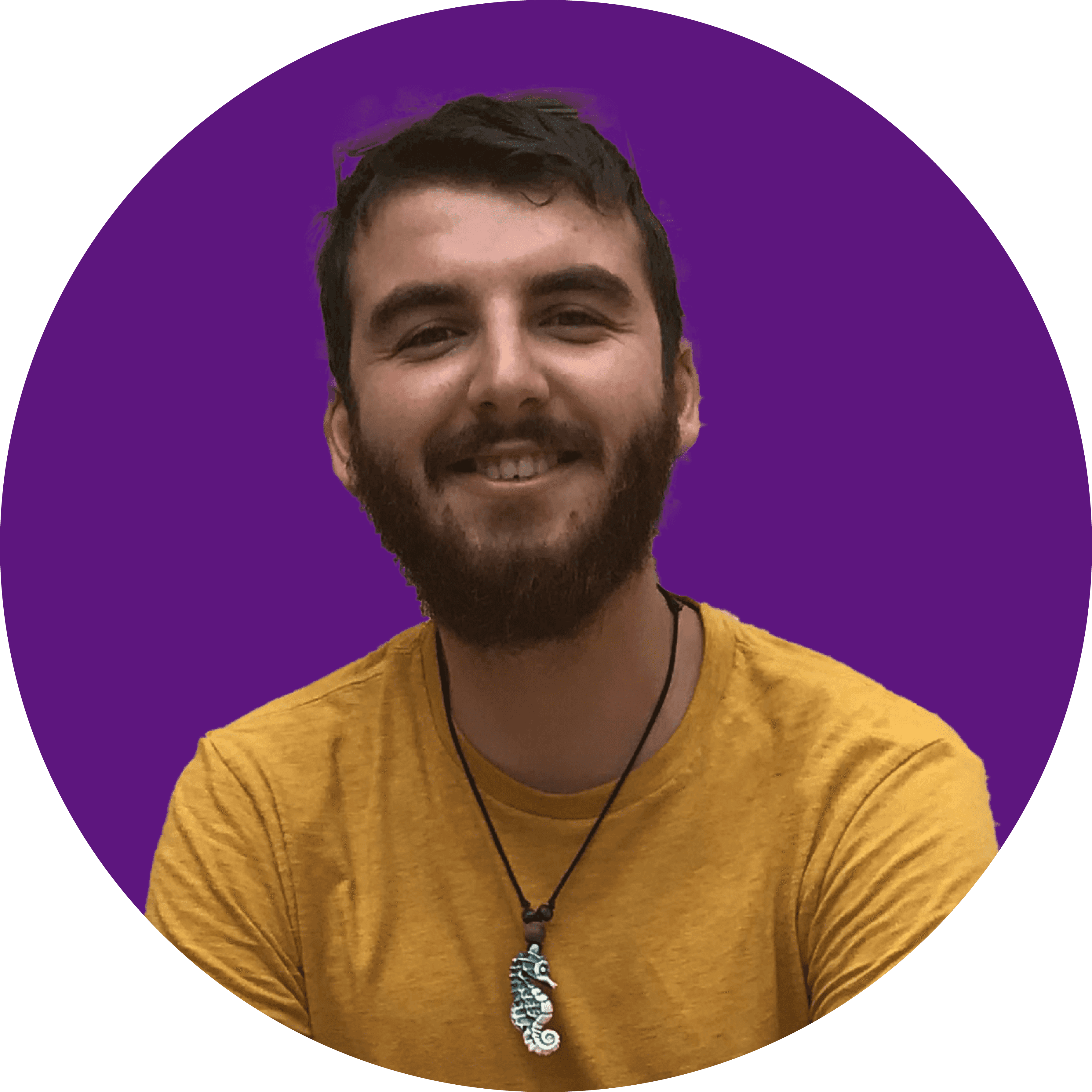 Purple Circle in background with Jaron's face