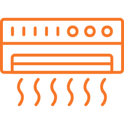 Icône d’un radiateur à ailettes, symbolisant le contrôle de la température et de l’humidité.