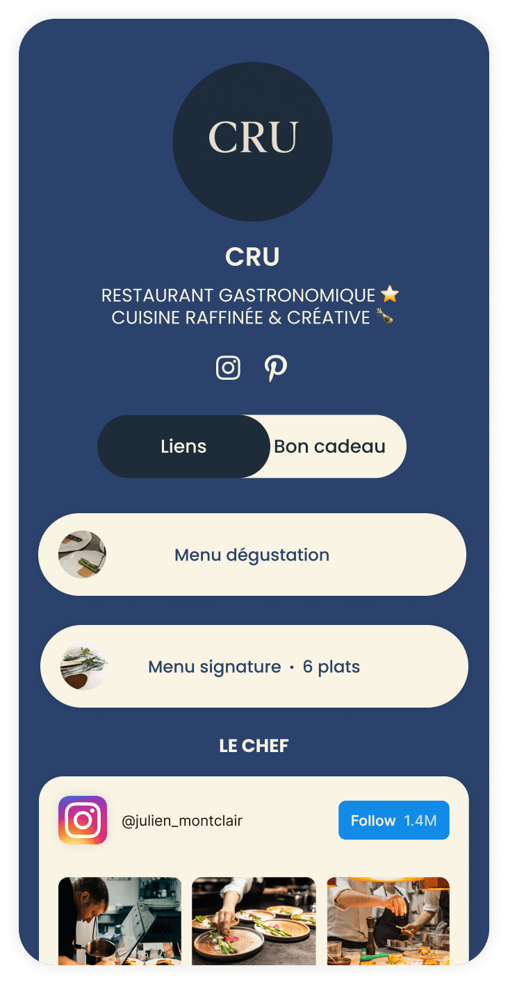 Modèle de site web pour créateurs de contenu avec une vue réseau social et vitrine de produits intégrée