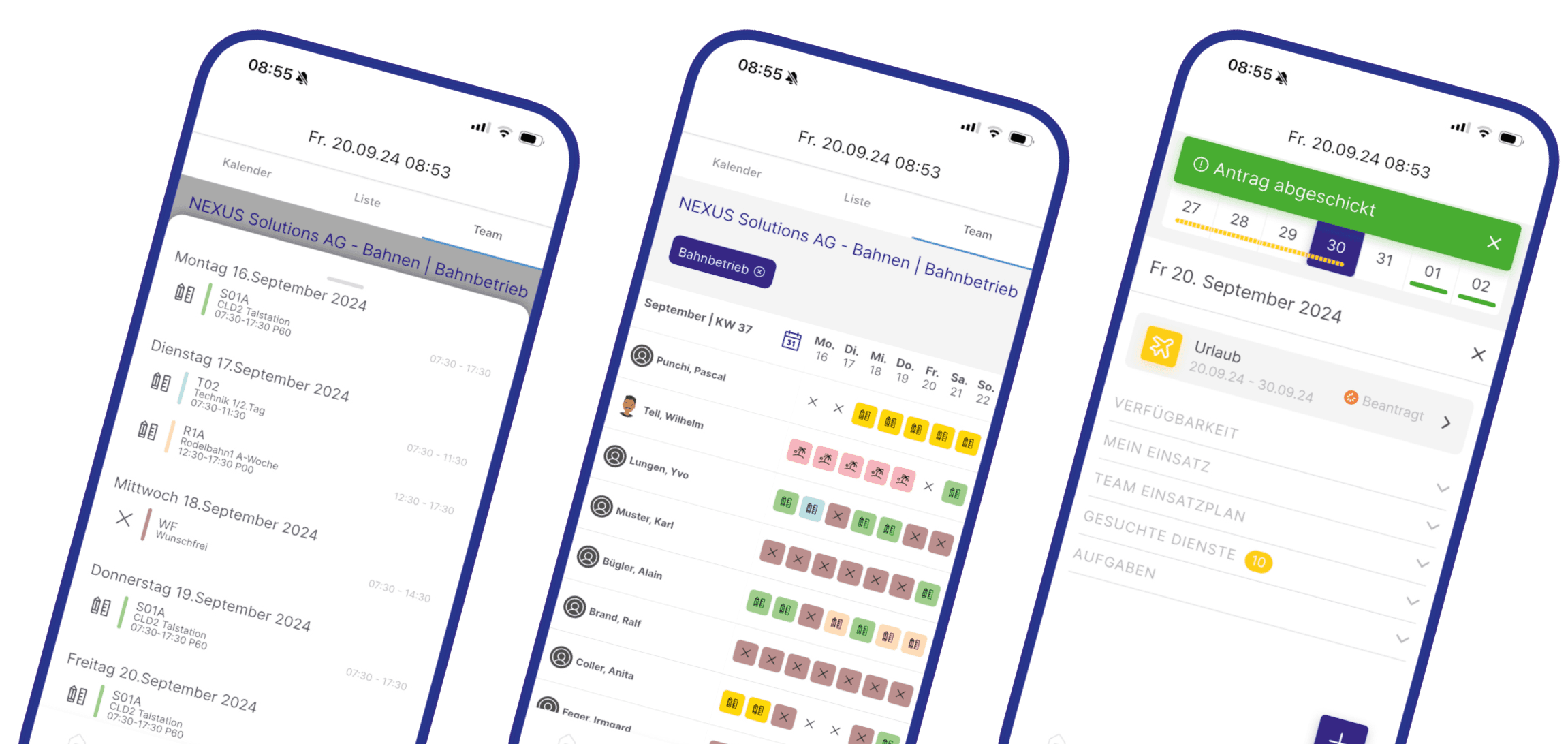 Personalplanungssoftware Eurotime installiert auf einem mobile Phone mit offenem Dienstplan