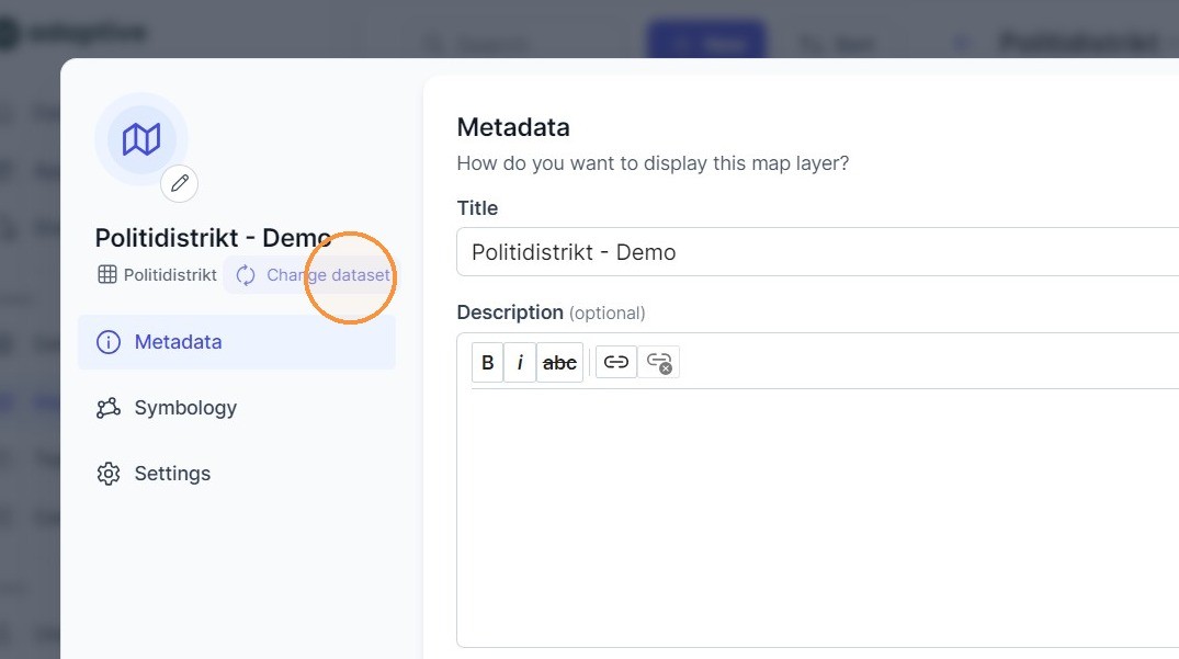 Steg 4: Klikk "Change dataset".