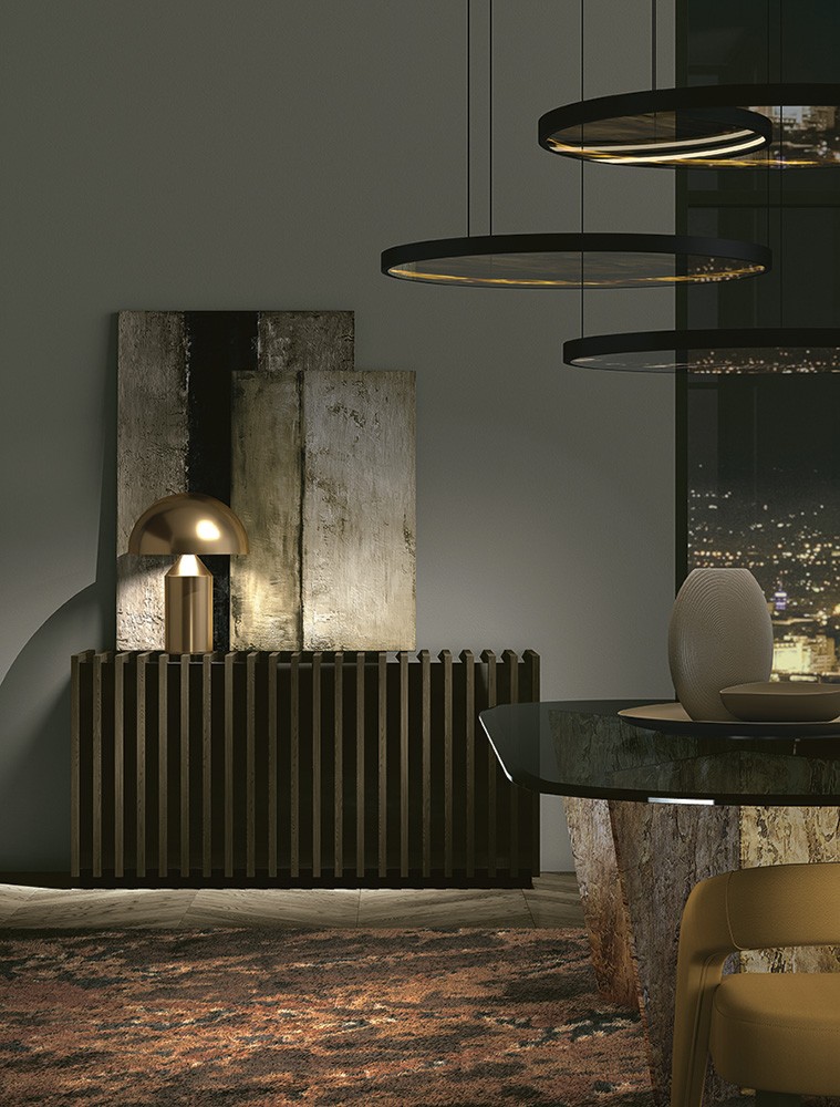 elegant sideboad in wood and glass