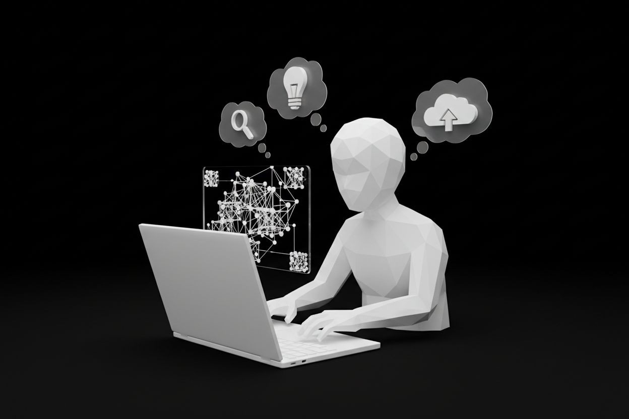 A marketer using AI tools for SEO content
