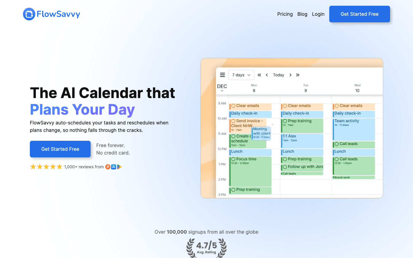 FlowSavvy website screenshot