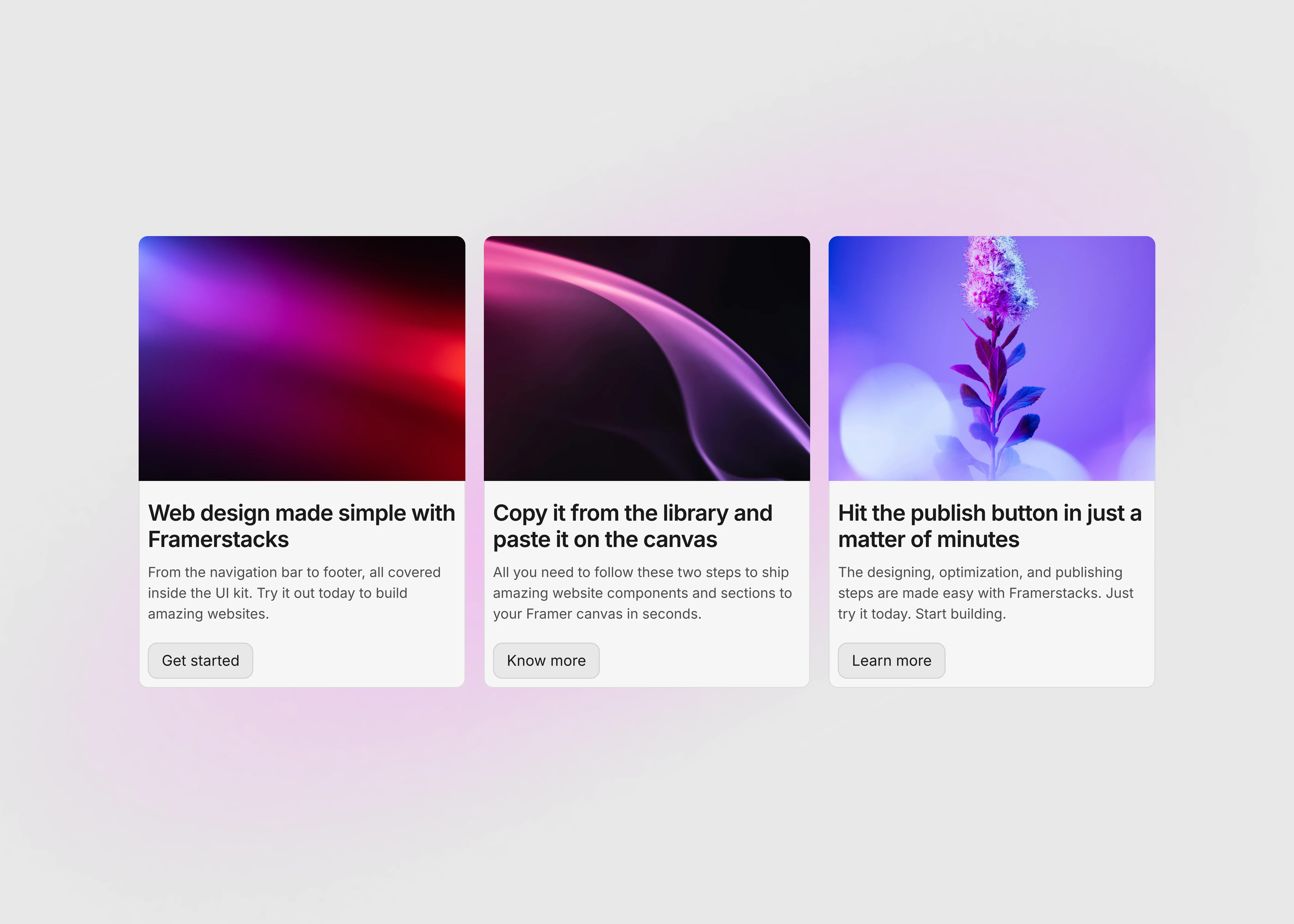 A light themed BG with 3 bento cards