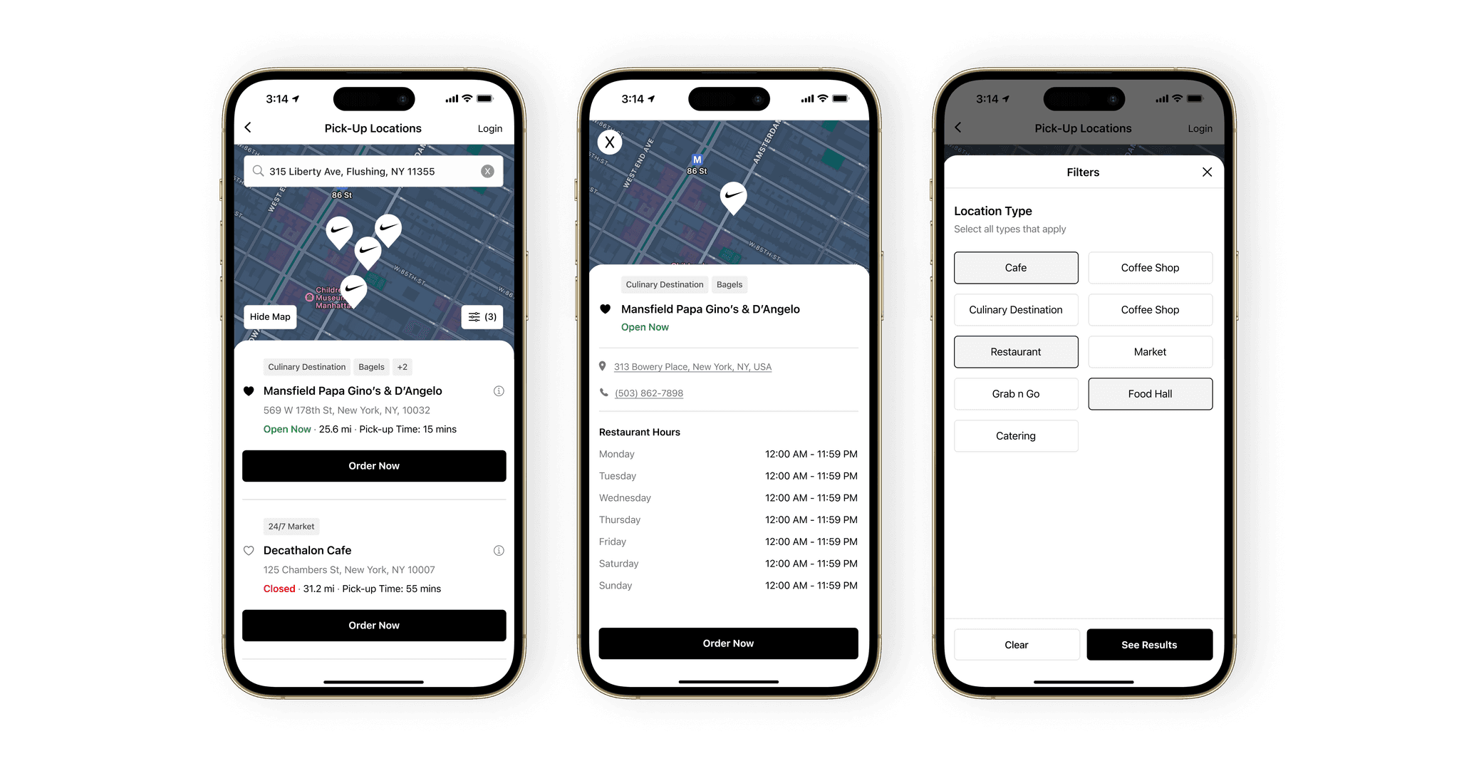Hand holding phone showing restaurant food app