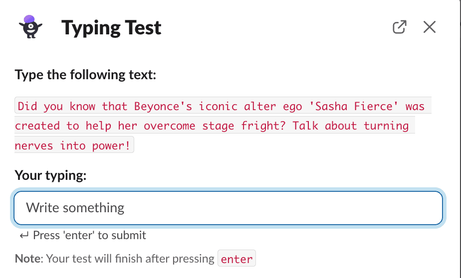 Typing Test example