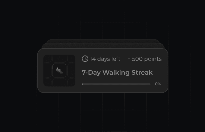 Mission card showing 'Invite 5 friends' with a reward of +50 points and a label '5 days left'.