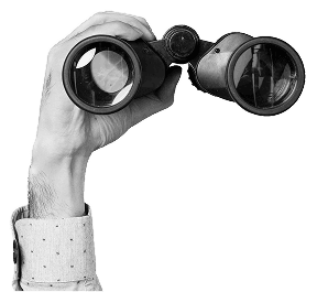 hand holing binoculars