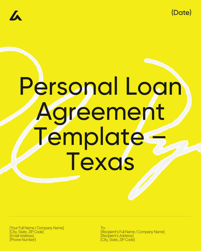 Personal Loan Agreement Template – Texas