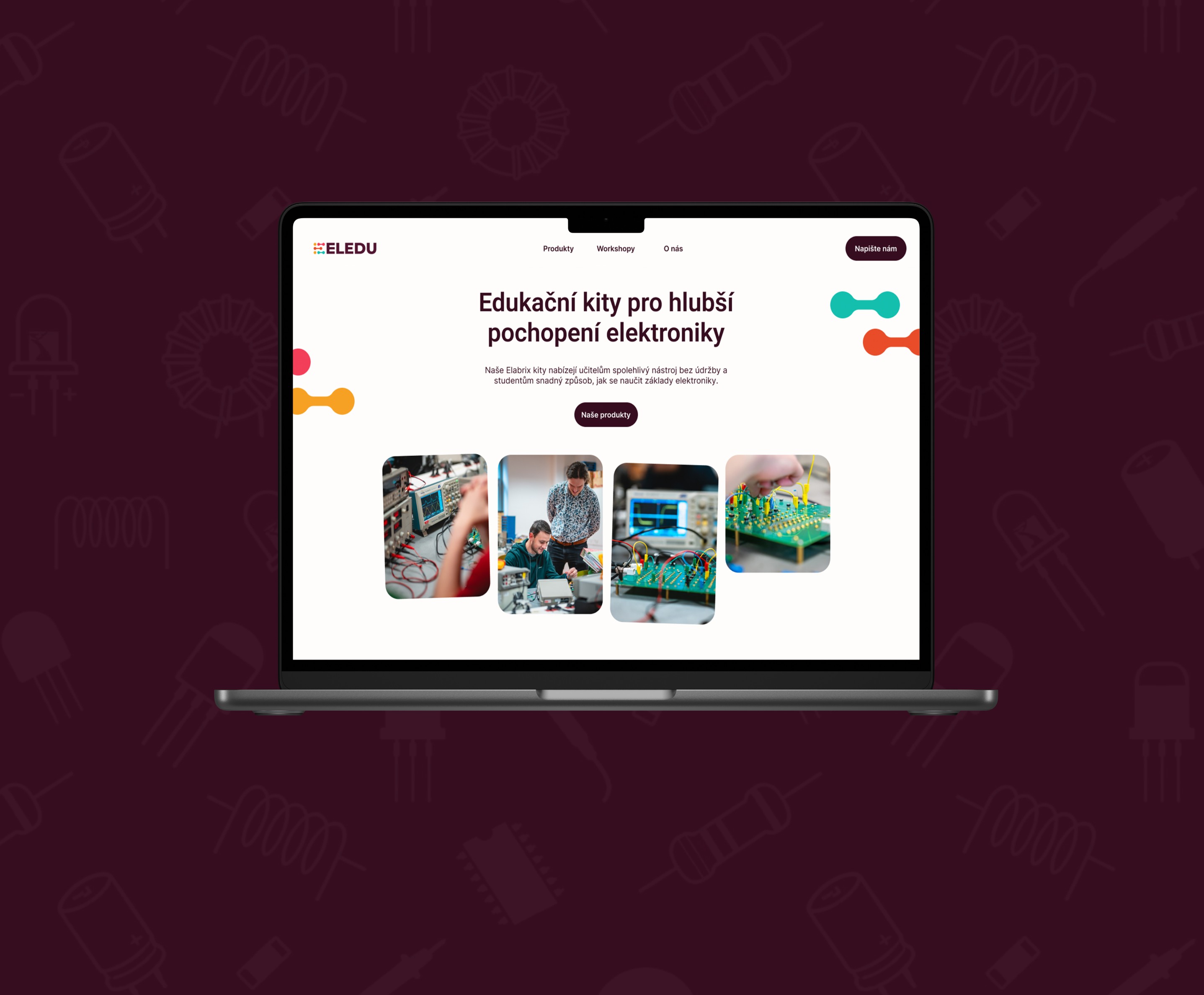 Notebook zobrazující web Eledu