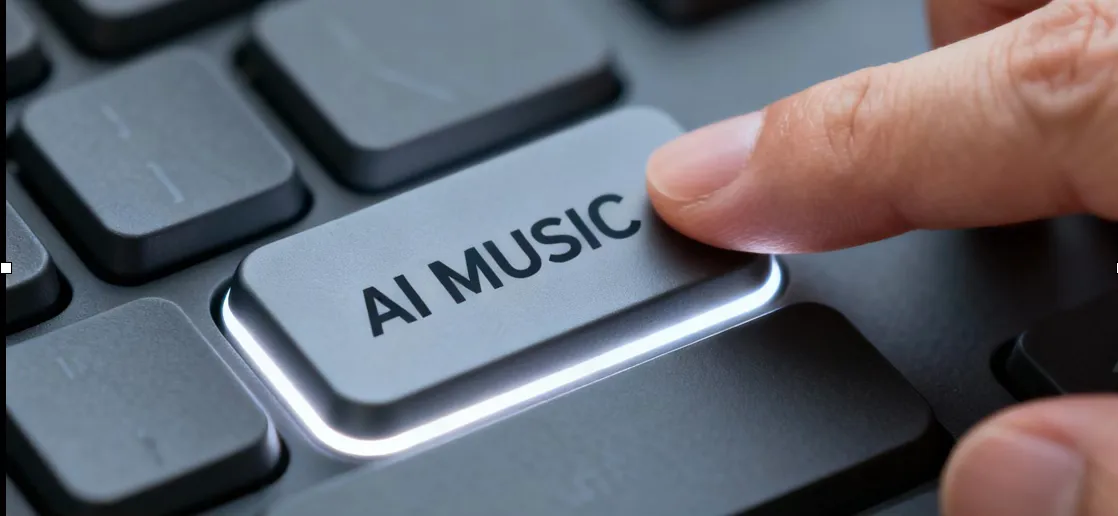 finger pushing AI button on keyboard