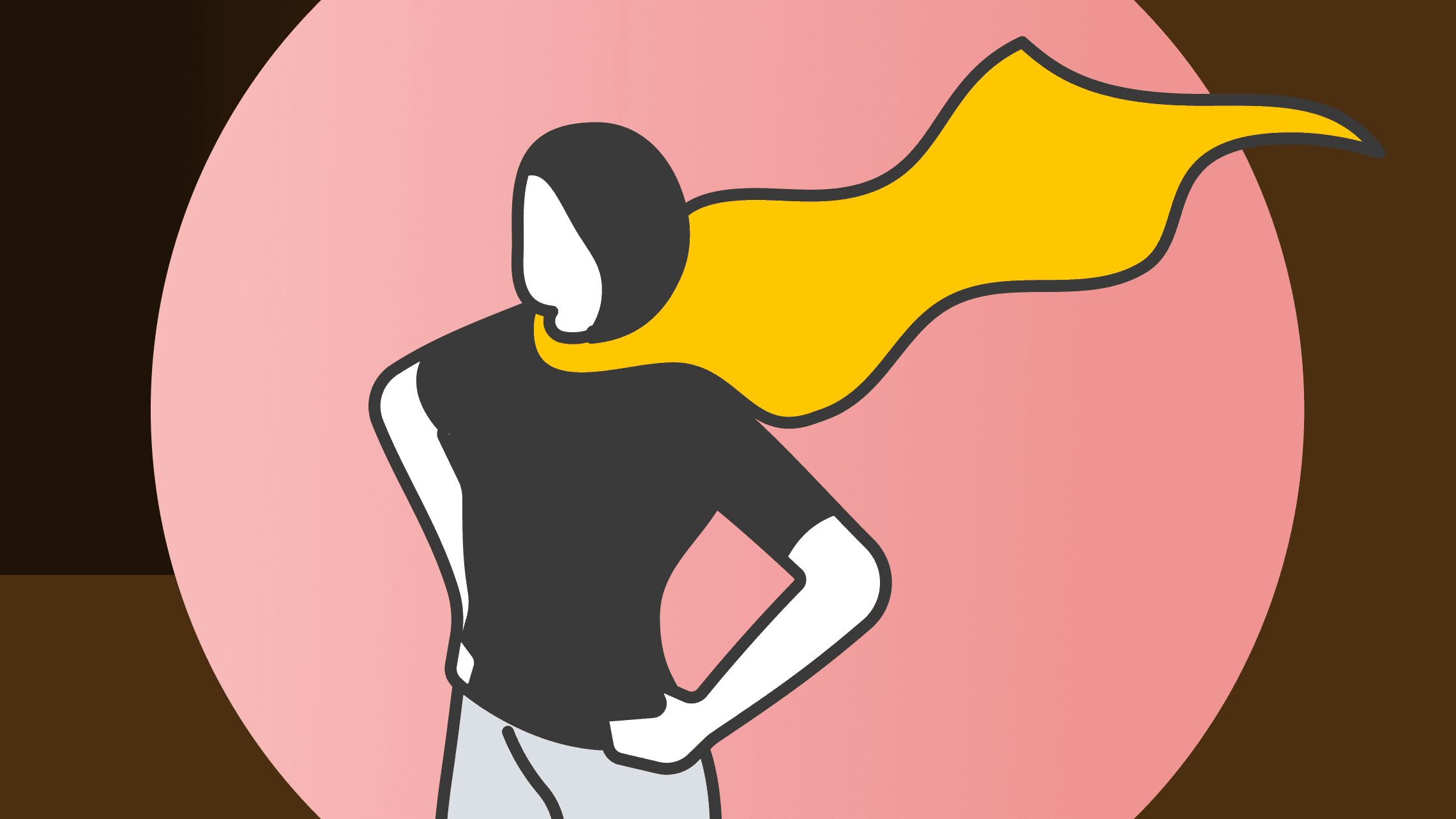 Customer Support Team Member stands on a podium with their super-hero cape saving behind them.