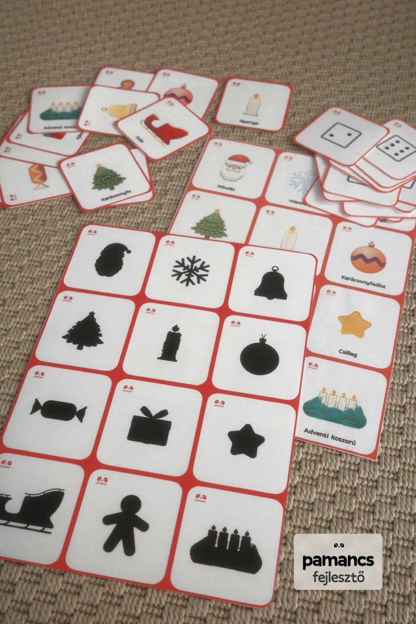 Karácsonyi memóriajáték szótagolás fejlesztése, nyelvi fejlesztés