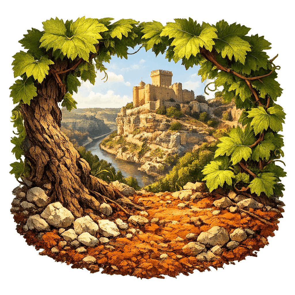 Detailed graphic of the Manchuela wine region.