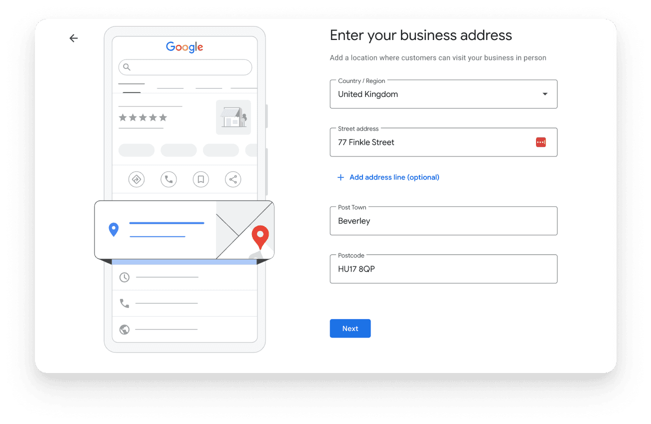 Category selection on Google My Business showing relevant options like 'Web Designer' for a Beverley web design agency.