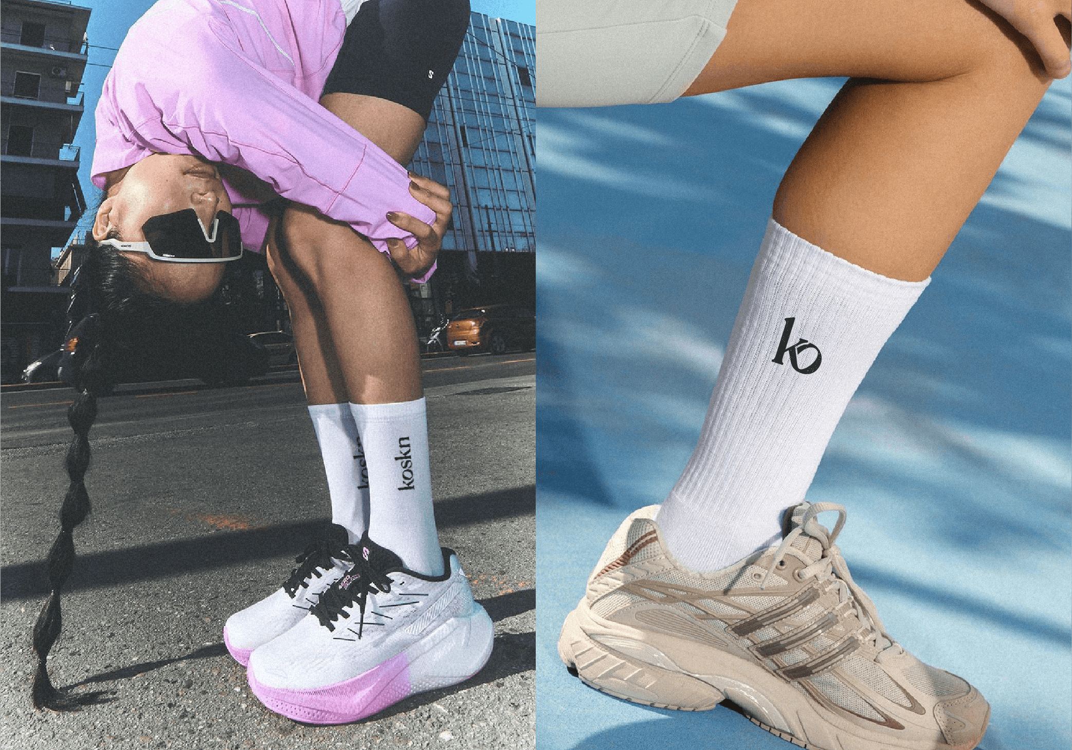 logo shown on white socks