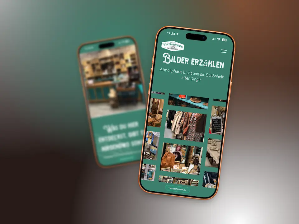 2 Mockups von der vintagehimmel Website