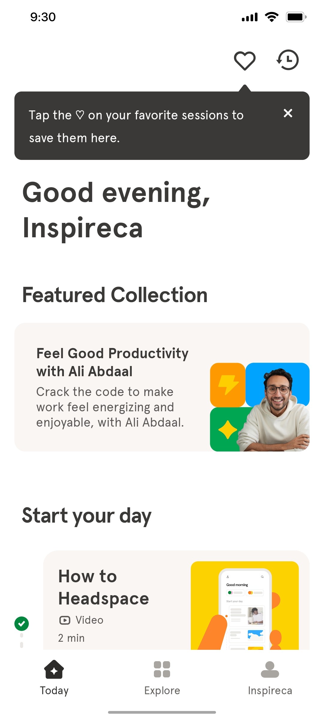Headspace Home guide 2 screen