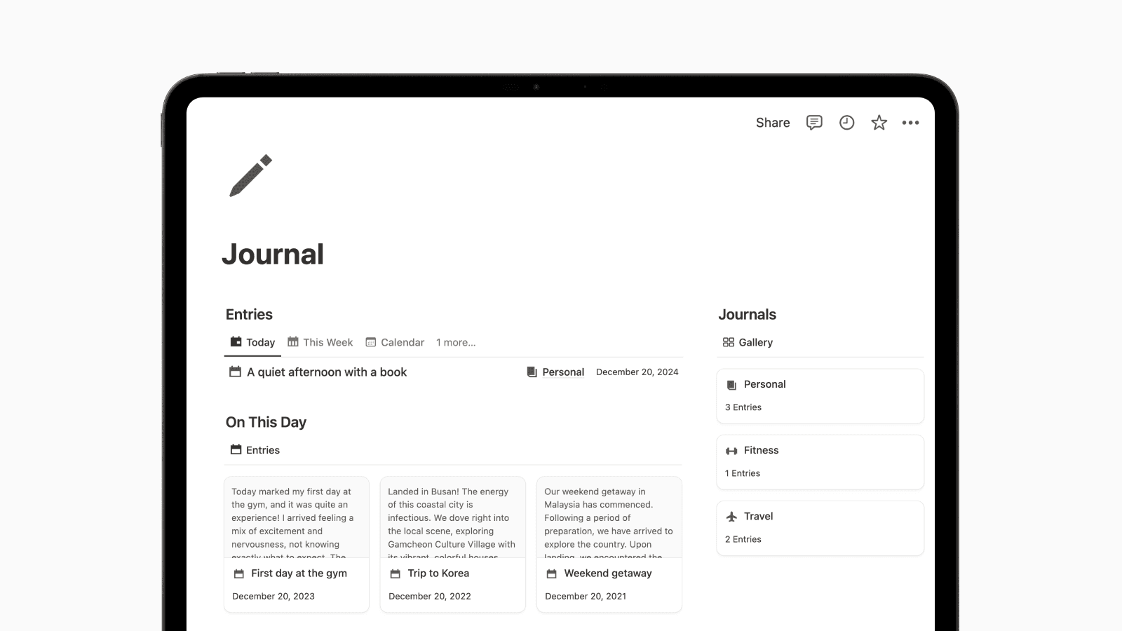 Journal Notion Template