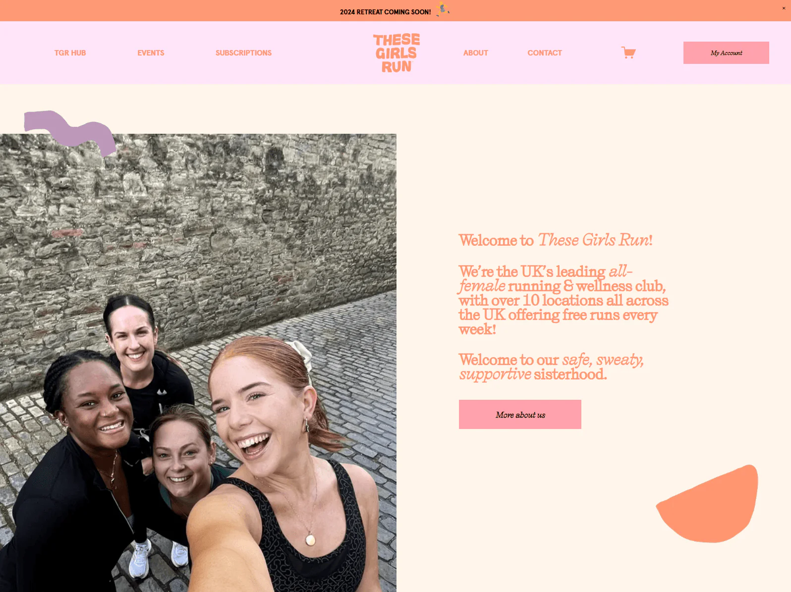 These Girls Run website design, run club example