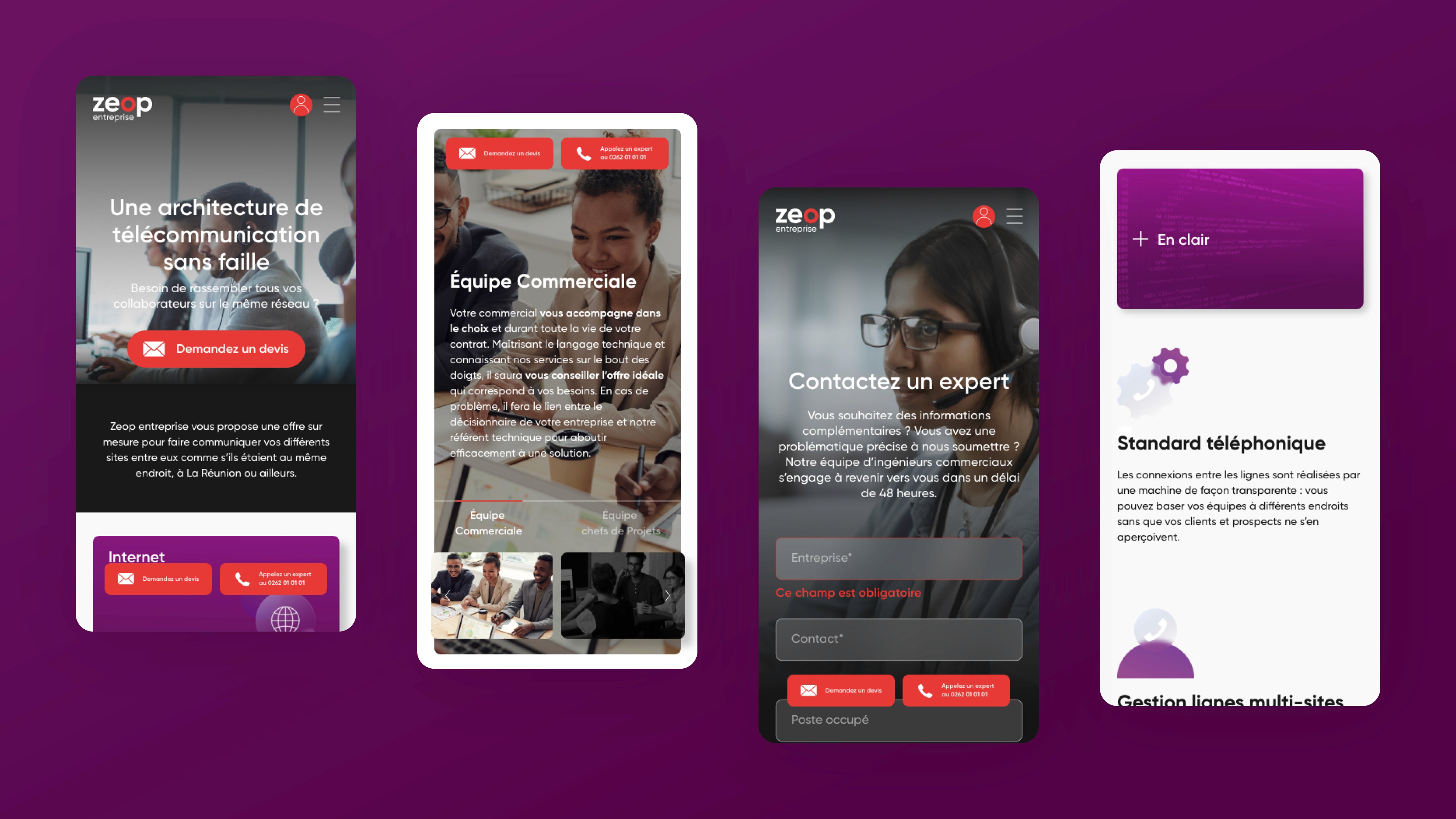 Angled stack of white business cards with lavender-coloured edges leaning against a purple wall; the top card shows a small gradient pill logo and “Circular” in the top right, plus contact details at the bottom.