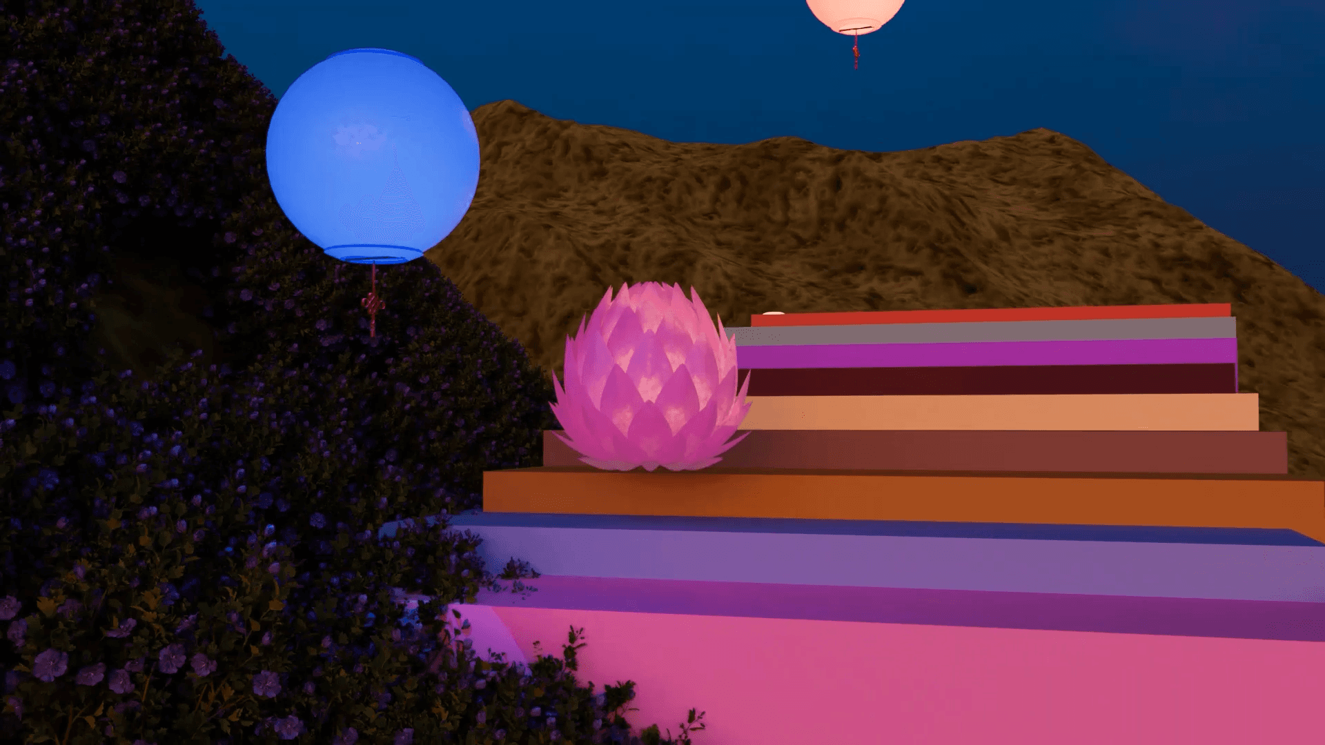Project Aura. The lotus is placed on stairs inspired by Gamcheon Culture Village. 