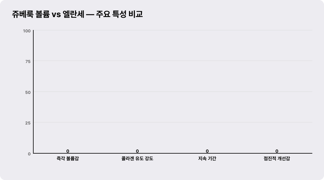쥬베룩 볼륨 vs 엘란세 — 주요 특성 비교
