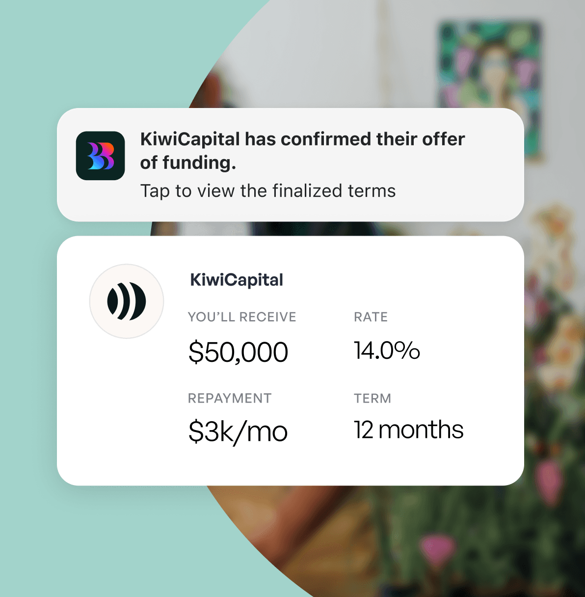 Confirming terms for lending on Bizzy