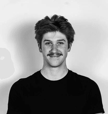 persona portrait image man with orange background and person's image on top