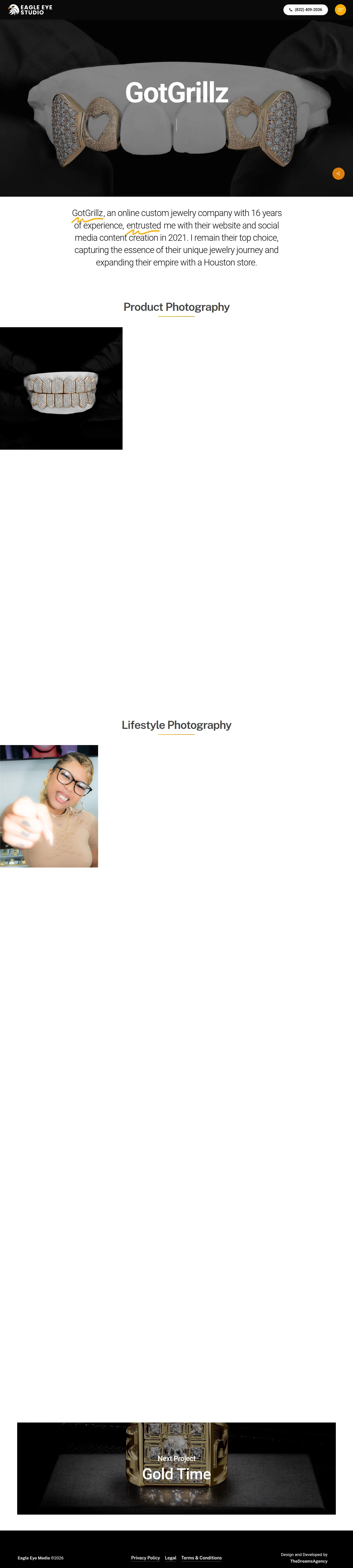 GotGrillz project - Houston Photography Studio (Eagle Eye Studio) website by Dreams Agency