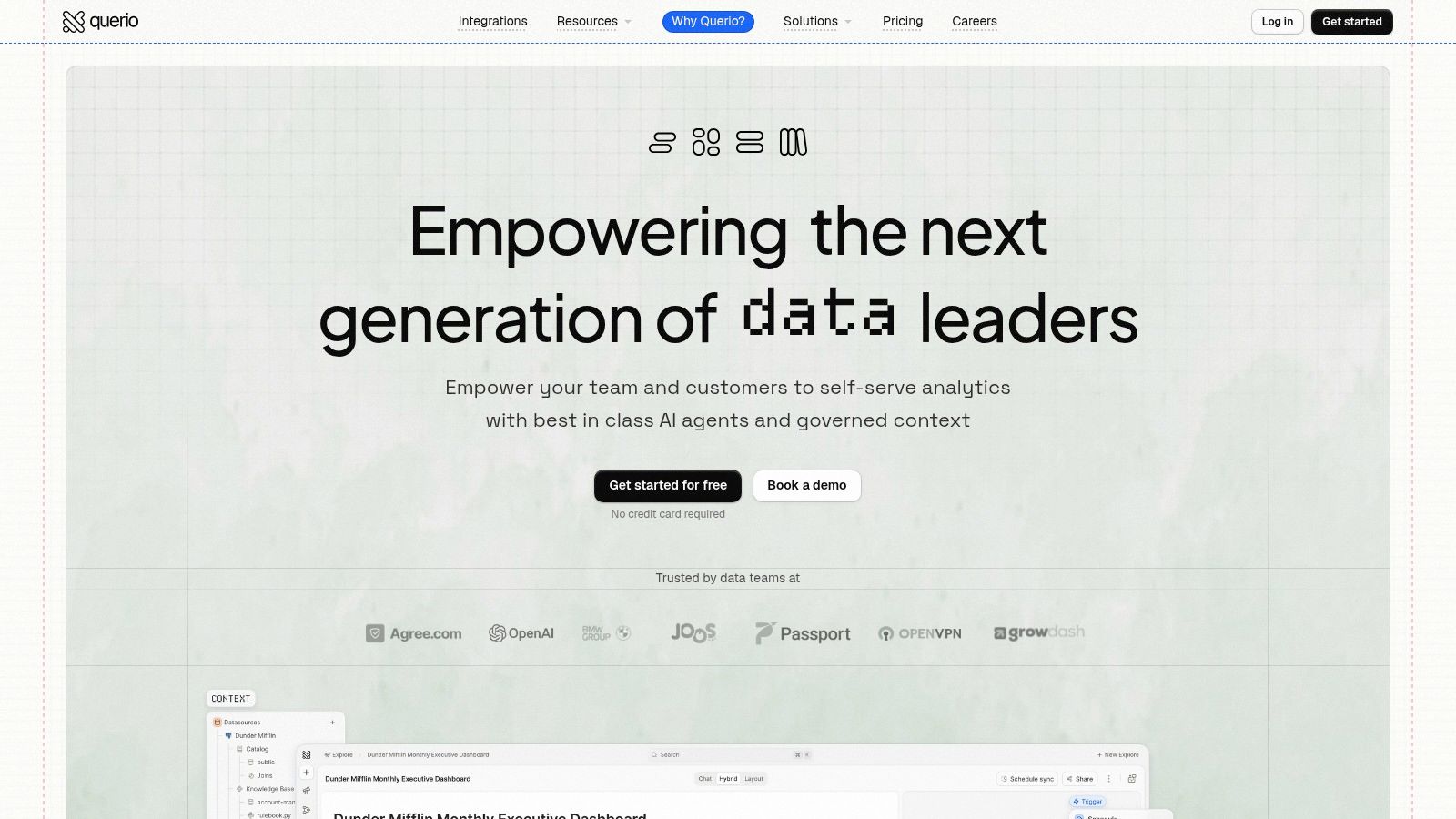 Screenshot from https://www.querio.ai