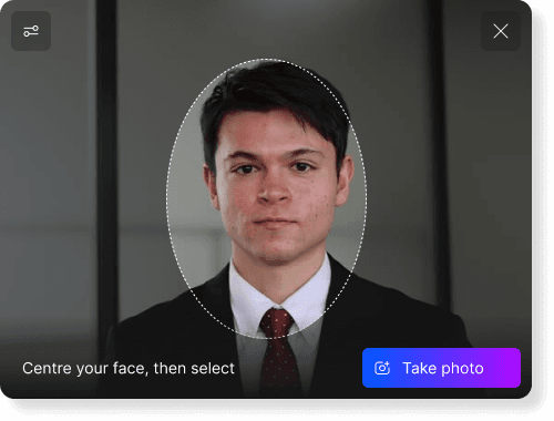 Illustrative TrustExam interface: participant photo verification