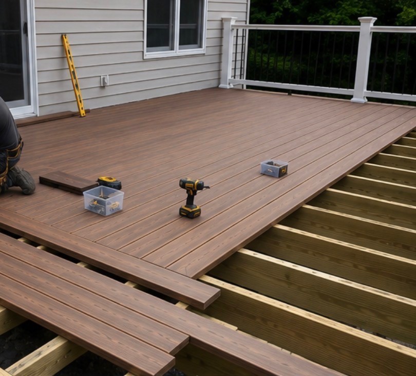 Finished deck with outdoor dining area