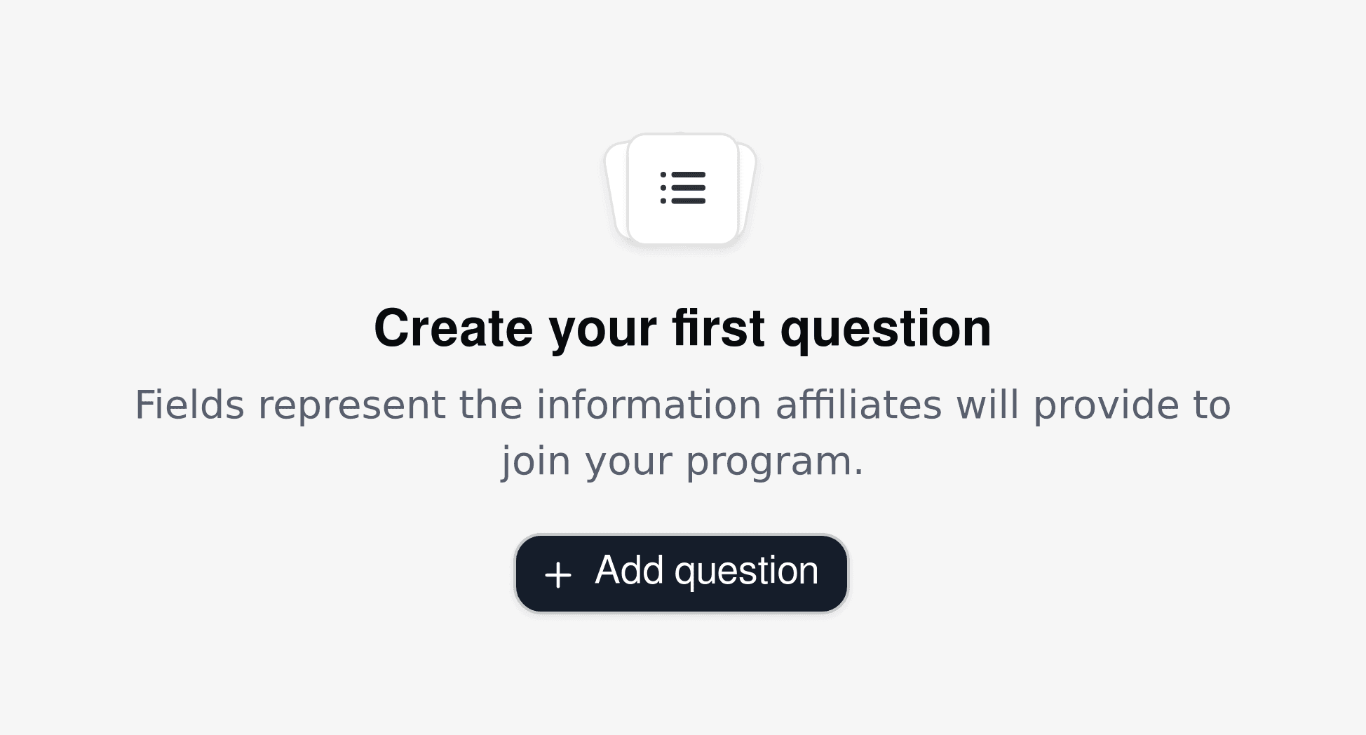 Affiliate marketing form builder showing fields for affiliate program, audience size, and region.