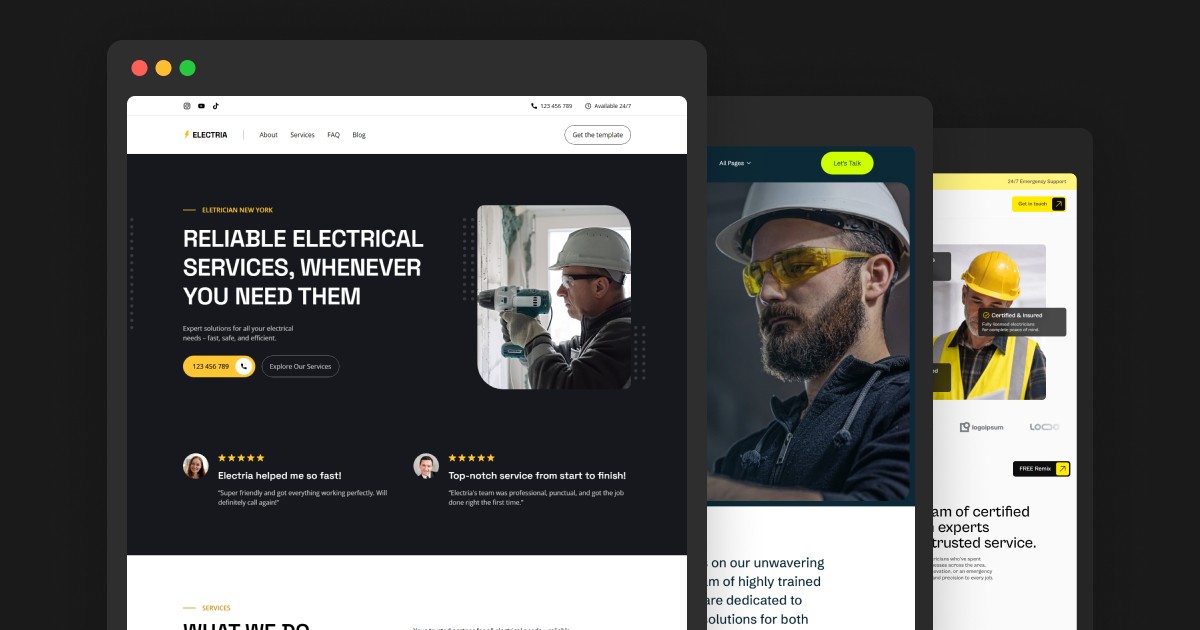 electrician website templates preview