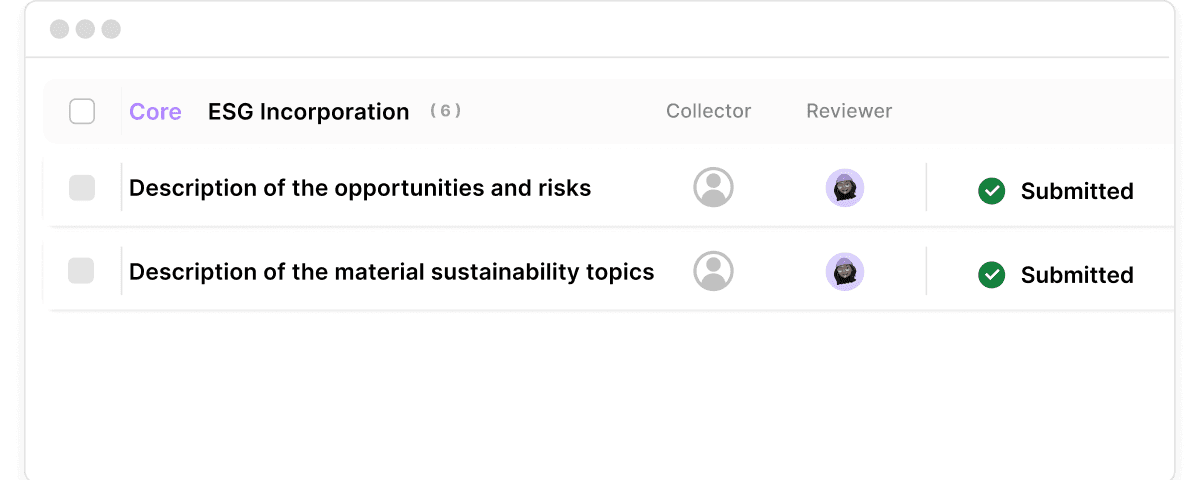 ESG data collection to-do list on Atlas Metrics.