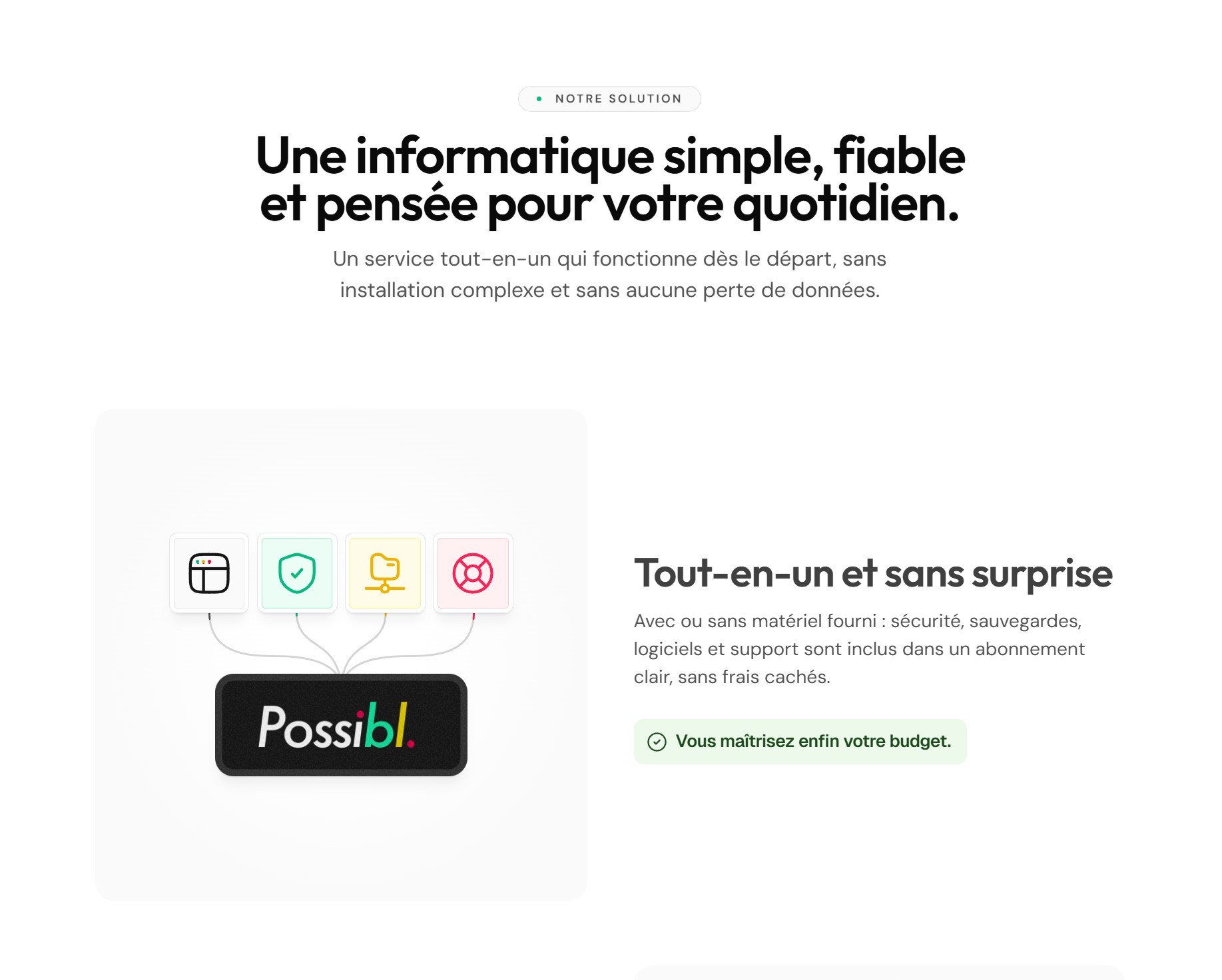 section bénéfice landing page possibl