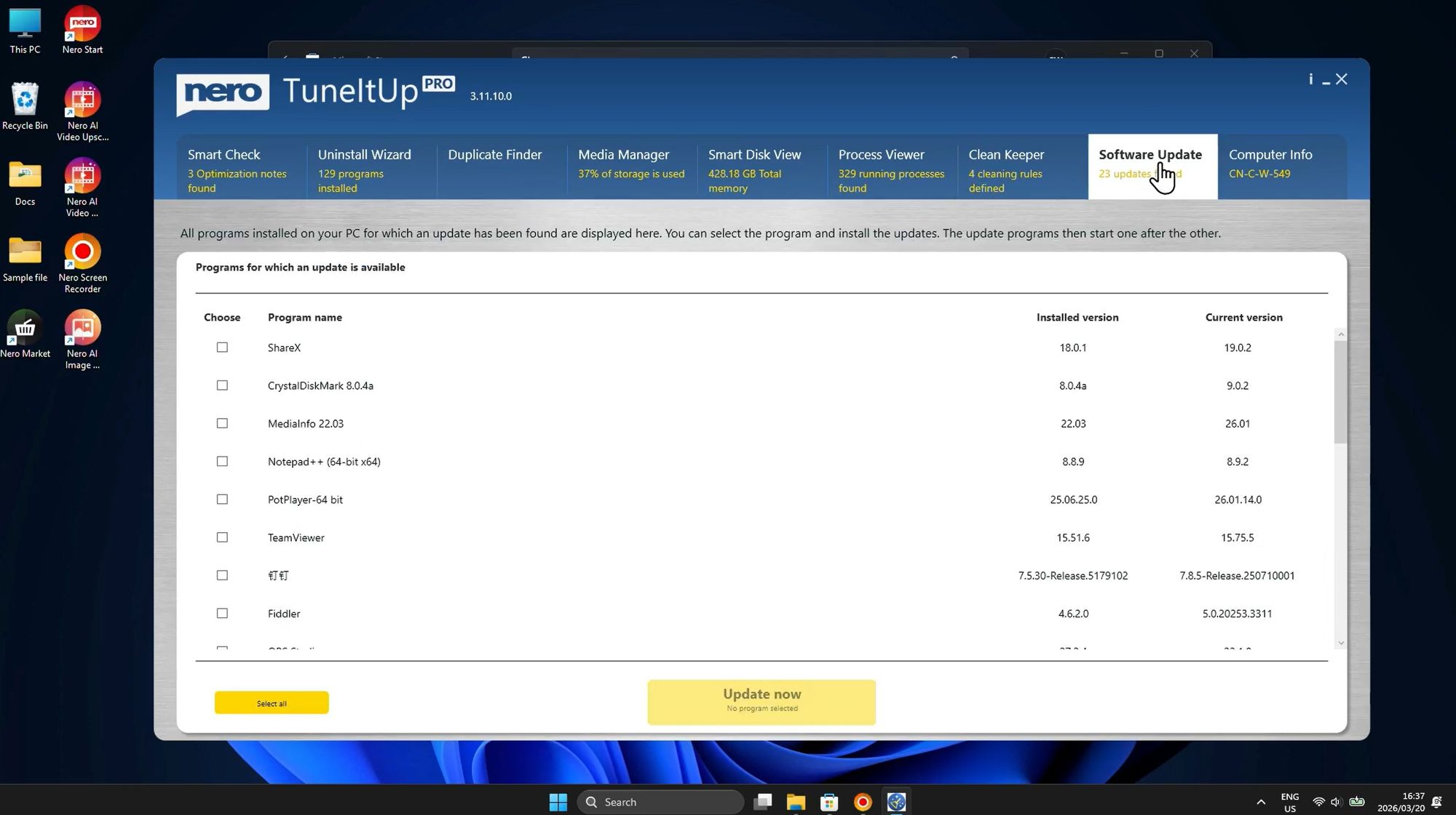 Software Update Interface