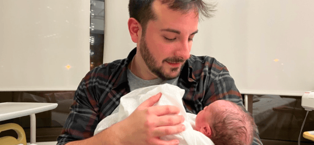 Me with my newborn son