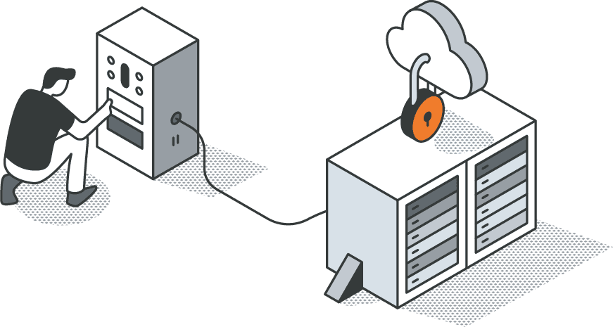 Digital engineer working on a server using cloud software