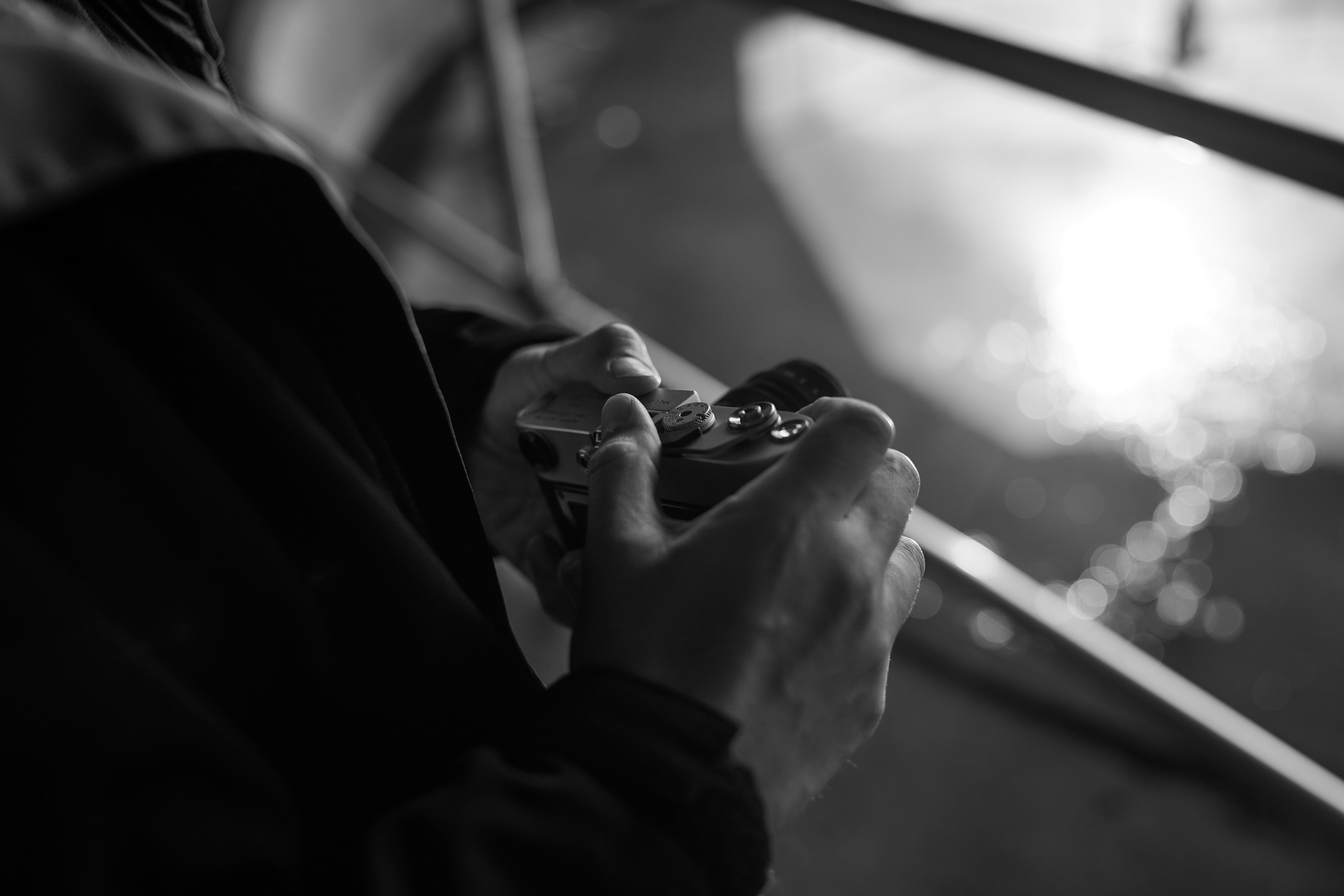 a person holding a camera