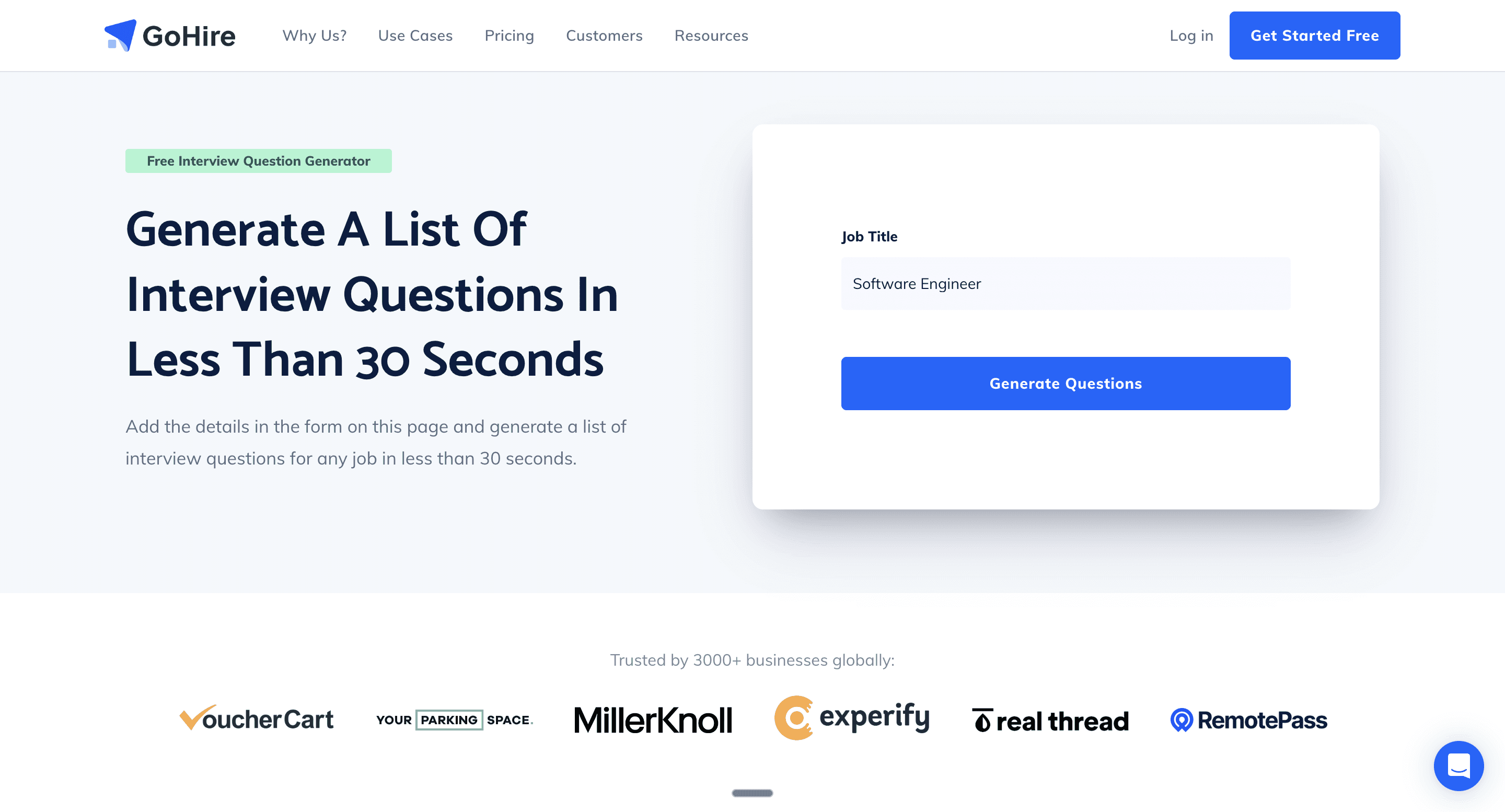 Gohire question generator